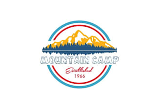 design captivating mountain camp logo