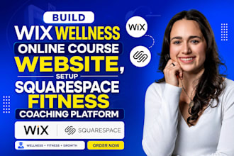 do wix wellness online course website, setup squarespace fitness course website