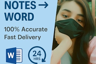 convert scanned handwritten notes  to word in 24 hrs