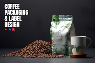 design premium coffee labels, coffee shop logo, branding, and product packaging