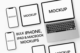 design bulk apple device mockups for iphone, ipad and macbook