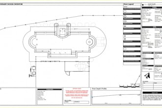 do swimming pool design, garden plan, patio, deck, backyard, for permit