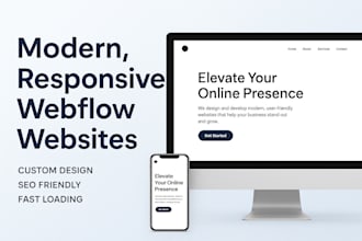 create a modern, responsive webflow website with animations