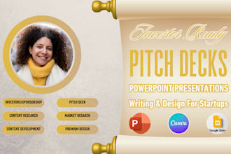 design investor pitch deck as powerpoint presentation and google slides design