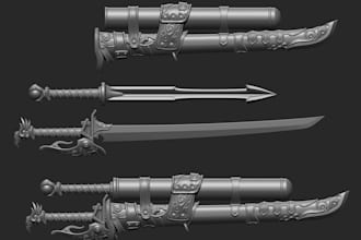 sculpt 3d cosplay weapons, airsoft gun models, and sci fi props for printing