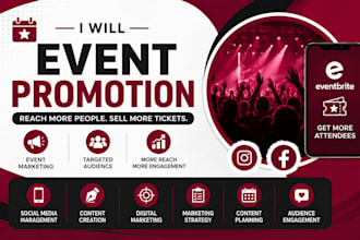 do geo organic event promotion and eventbrite setup, shows and link promotion