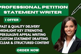 draft a detailed personal statement or appeal letter for petitions