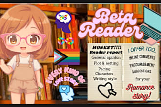 beta read your romance novel or short story