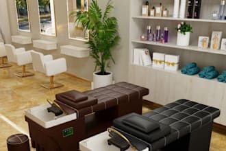 modular massage parlor,spa interior3d rendering,beauty salon,vectorwork exterior