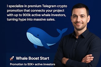 to telegram crypto promotion, to 900k whale investors, to 100x massive sellout