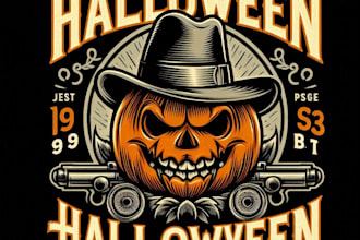 vintage halloween mascot logo t shirt design