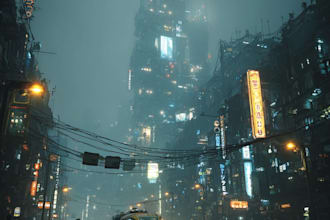 do cyberpunk scifi futuristic city no ai use