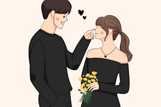 make wedding illustrations for wedding invitations or gifts