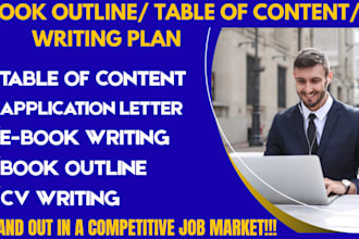 create write your book outline table of contents and writing plan