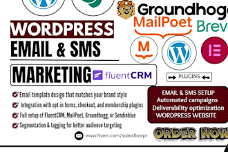 setup wordpress email sms marketing fluentcrm mailpoet groundhogg sendinblue wp