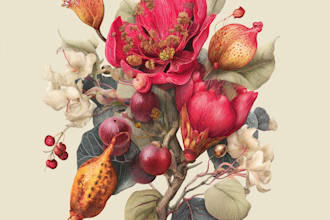 draw botanical illustrations of flowers, fruits and plants