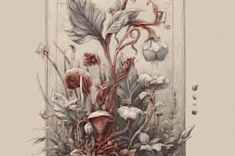 paint water colour botanical illustrations of plants, fruits, flowers
