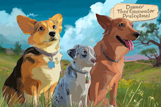 design a custom disney pet portrait illustration