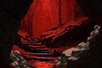 a dark, horror, underground art illustration