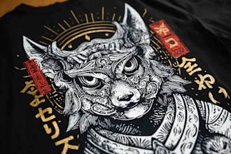 create animal linocut tshirt design for brands