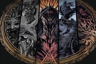 make conceptual dark art skull metal illustration