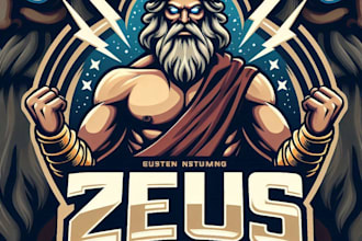 design high quality zeus mascot logo with t shirt design