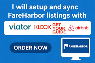 setup and sync fareharbor listings with viator, klook, getyourguide, airbnb