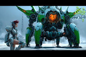 draw mecha robot armor character concept for you