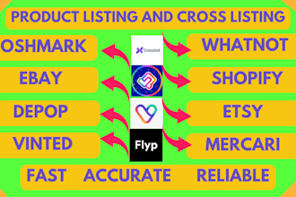 do product listing and crosspost through vendoo, list perfectly and flyp