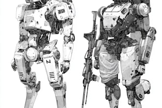 drawing mecha and robot