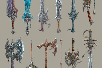 create weapon design and illustration