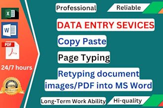 type your data in ms word, excel and handwritten documents into ms word