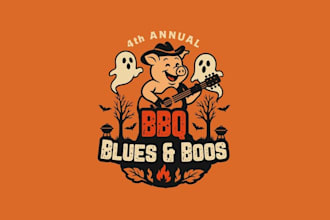 design unique bbq blues boos logo