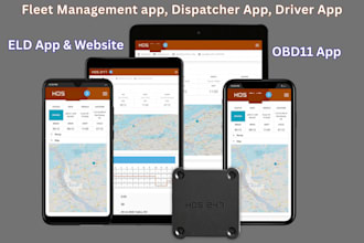 develop fleet management, dispatcher app, fully fmcsa compliant eld app, obd11