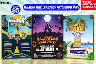 design stunning party, travel ,and seasonal event flyers and posters