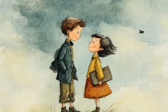 draw watercolor children and kids story book