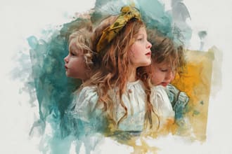 draw watercolor cartoon and illustration
