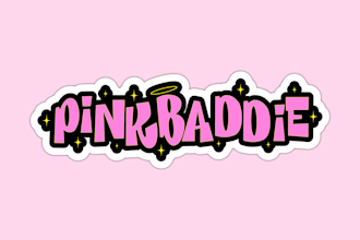 design custom typography stickers, patches, funny, cute logo