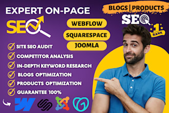 boost website ranking with expert onpage SEO for webflow, squarespace and joomla