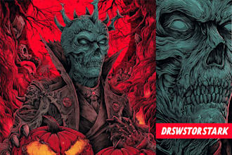 draw dark art, doom, stoner rock style for you