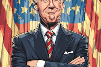 draw a political caricature and cartoon art