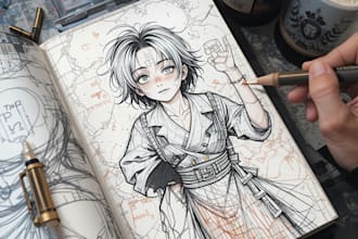 draw manga inked or colored page