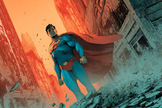 illustrate a superhero comic cover art