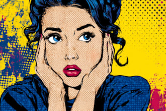 draw a retro pop art roy lichtenstein style