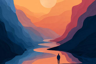 draw abstract minimalistic vector landscape
