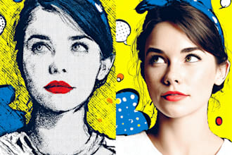 draw pop art portrait in roy lichtenstein style