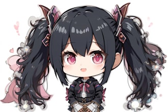 draw png tuber model for streaming in chibi vtuber style