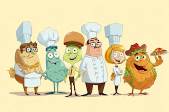 draw any food or restaurant mascot in my cartoon style