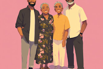 paint vector portrait, self, couple, family, gift portrait