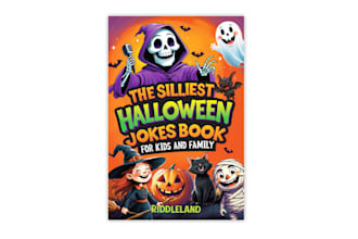 create a funny silly halloween joke book cover design